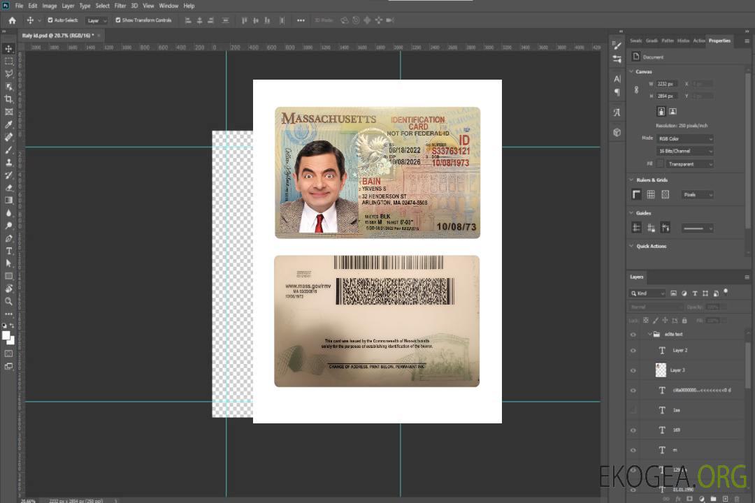 Carte d'identité USA Massachusetts template Carte d'identité USA Massachusetts template